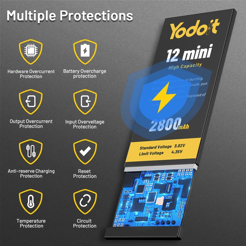 Battery Replacement for iPhone 12 Mini 2800mAh High Capacity Yodoit