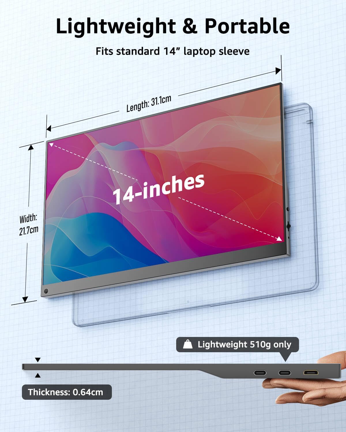 YODOIT Portable Monitor | 14” FHD 1200P
