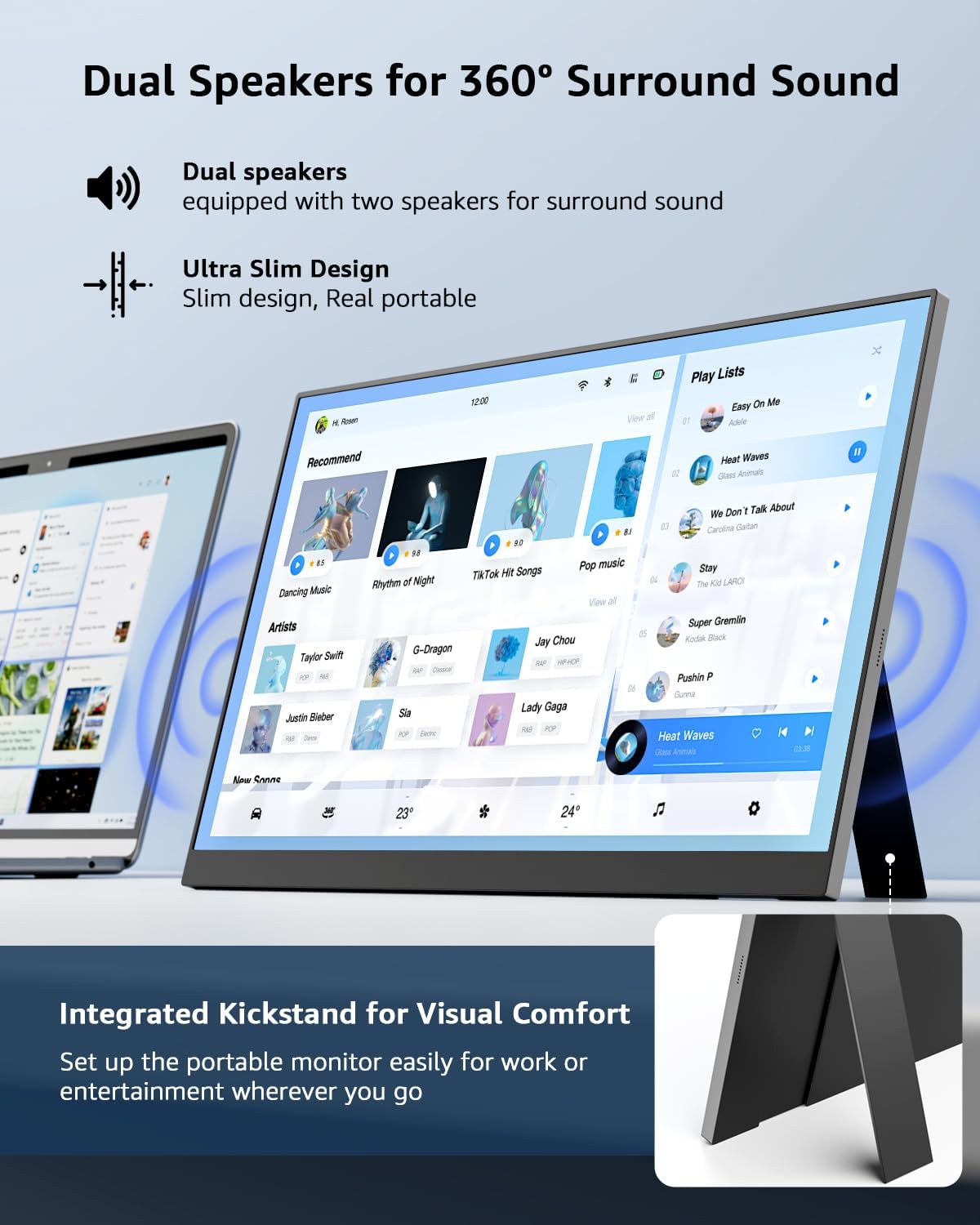 YODOIT Portable Monitor | 15.6” FHD 1080P with Kickstand(NO stand cover case)