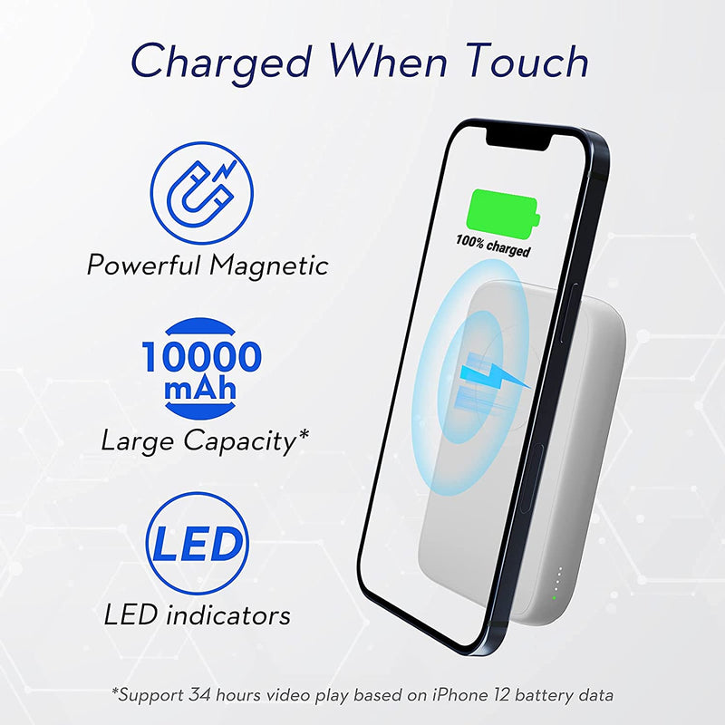 10000mAh Magnetic Battery Pack for iPhone 12/13 Series, Magsafe Power Bank - Yodoit