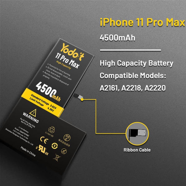 Remplacement de la batterie pour iPhone 11 Pro Max 4500mAh haute capacité Yodoit