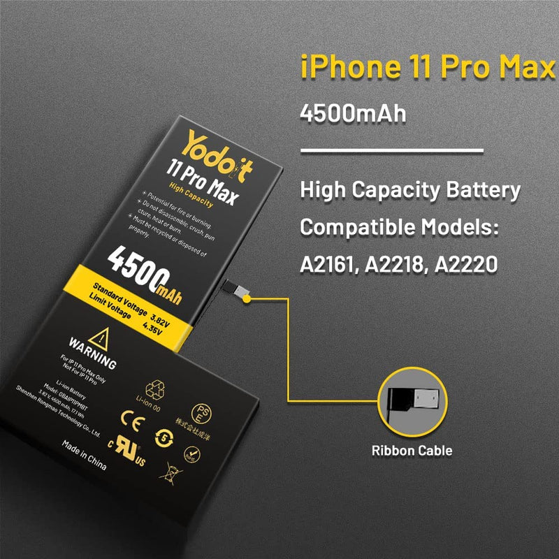 Sostituzione della batteria per iPhone 11 Pro Max 4500mAh Yodoit ad alta capacità