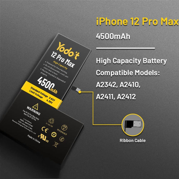 Sostituzione della batteria per iPhone 12 Pro Max 4500mAh Yodoit ad alta capacità