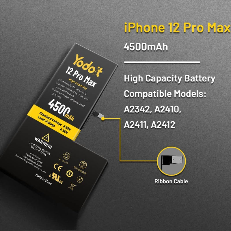 Battery Replacement for iPhone 12 Pro Max 4500mAh High Capacity Yodoit