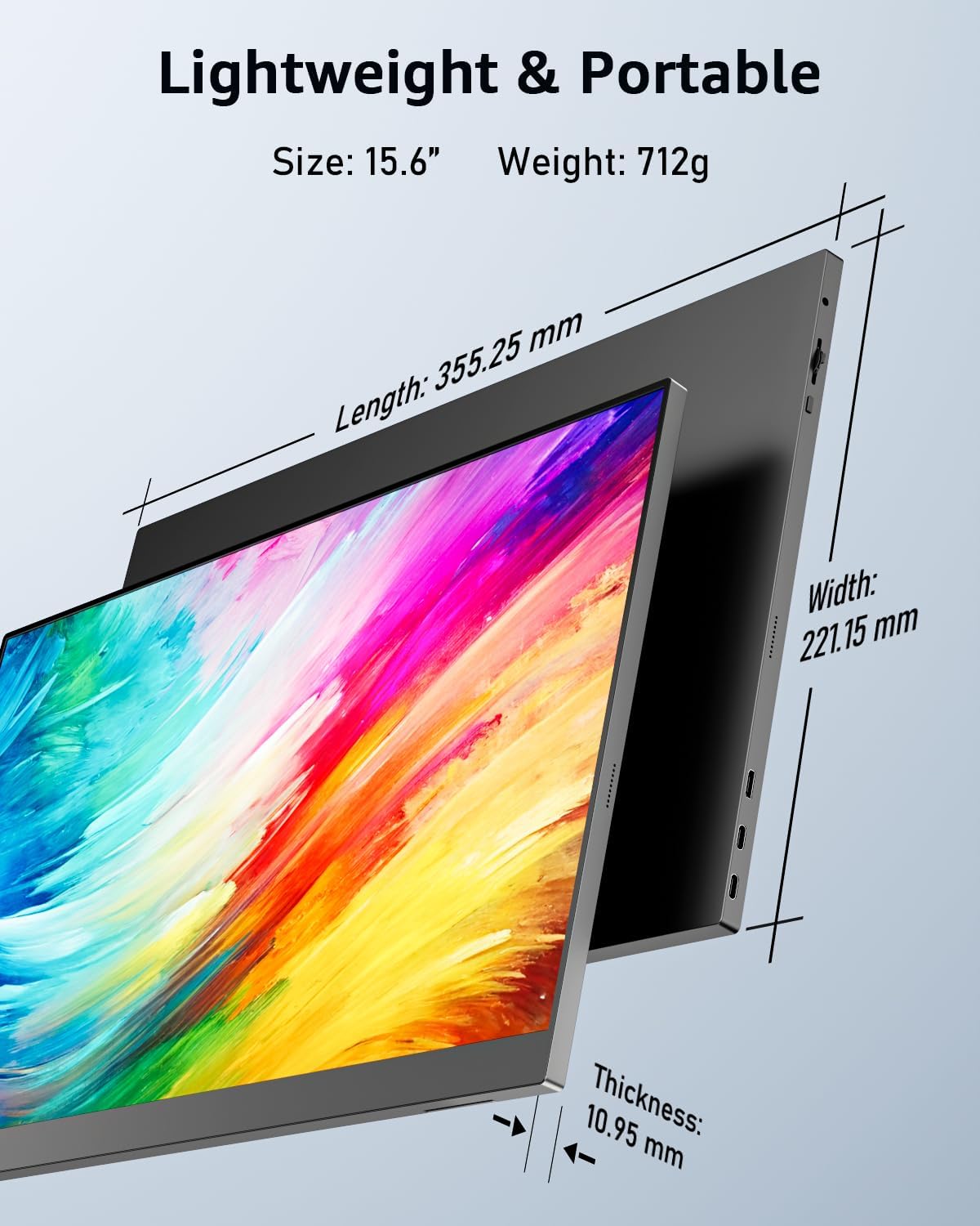 YODOIT Portable Monitor | 15.6” FHD 1080P with Kickstand(NO stand cove