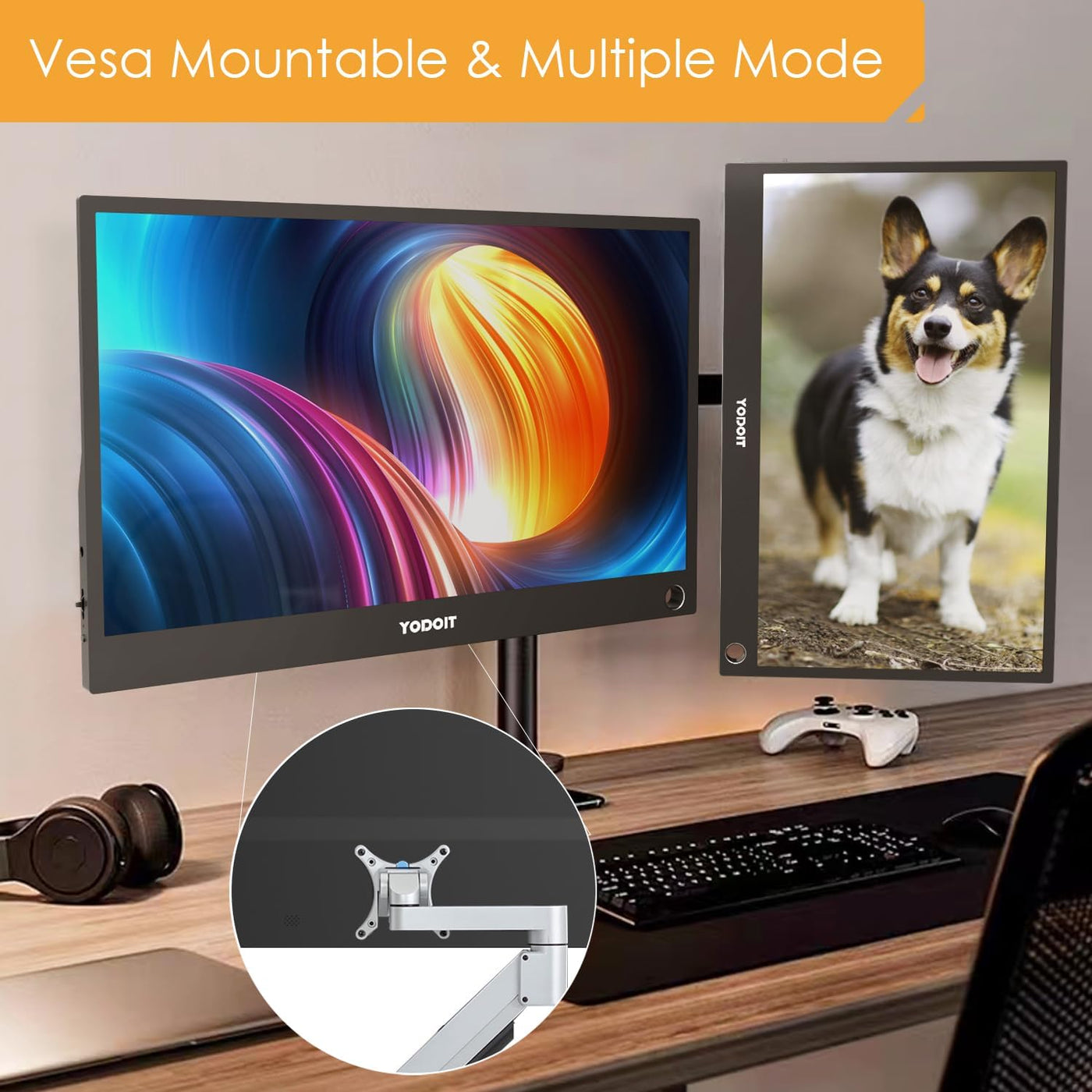 Portable Monitor 1920×1080 FHD Monitor Screen IPS Display with USB Typ