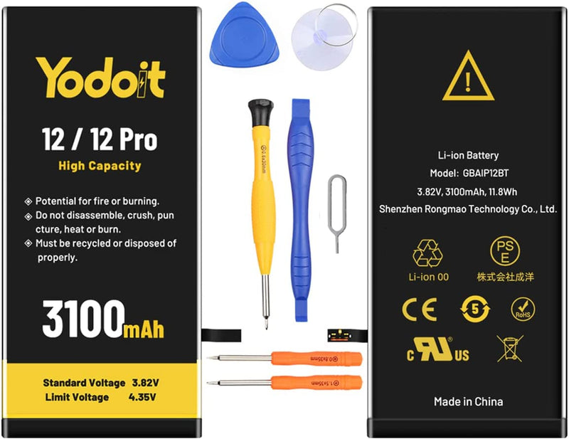 Remplacement de la batterie pour iPhone 12/12 Pro 3100mAh haute capacité Yodoit