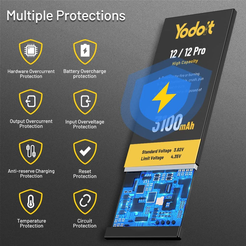 Remplacement de la batterie pour iPhone 12/12 Pro 3100mAh haute capacité Yodoit