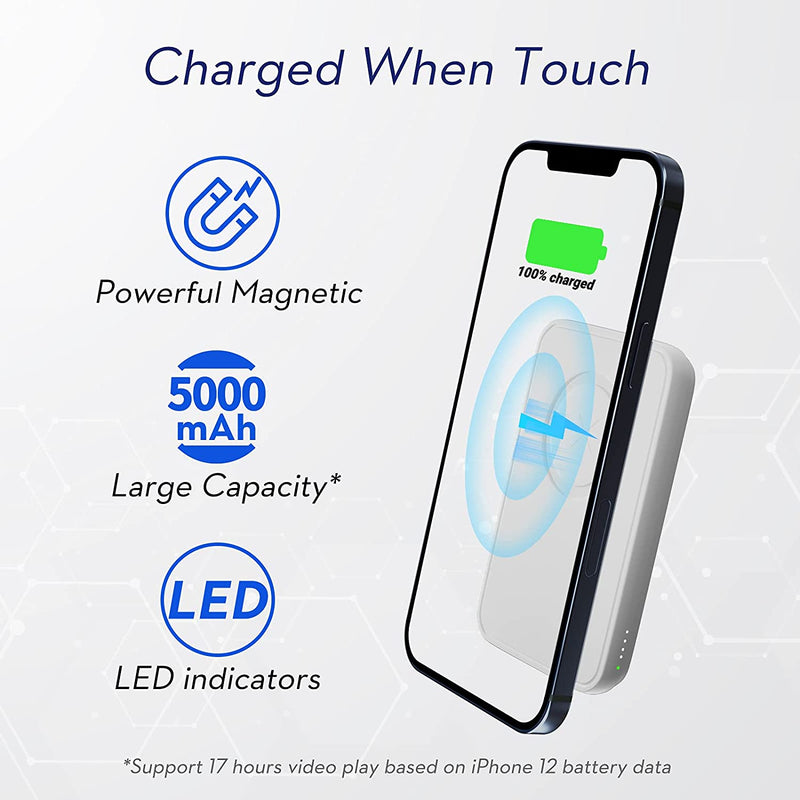 5000mAh, Magnetic Battery Pack for iPhone 12/13 Series, Magsafe Power Bank - Yodoit