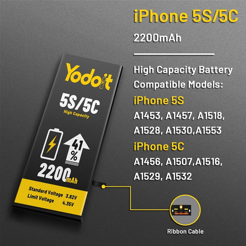 Battery Replacement For Apple iPhone 5S/5C 2200mAh Premium High Capacity - Yodoit