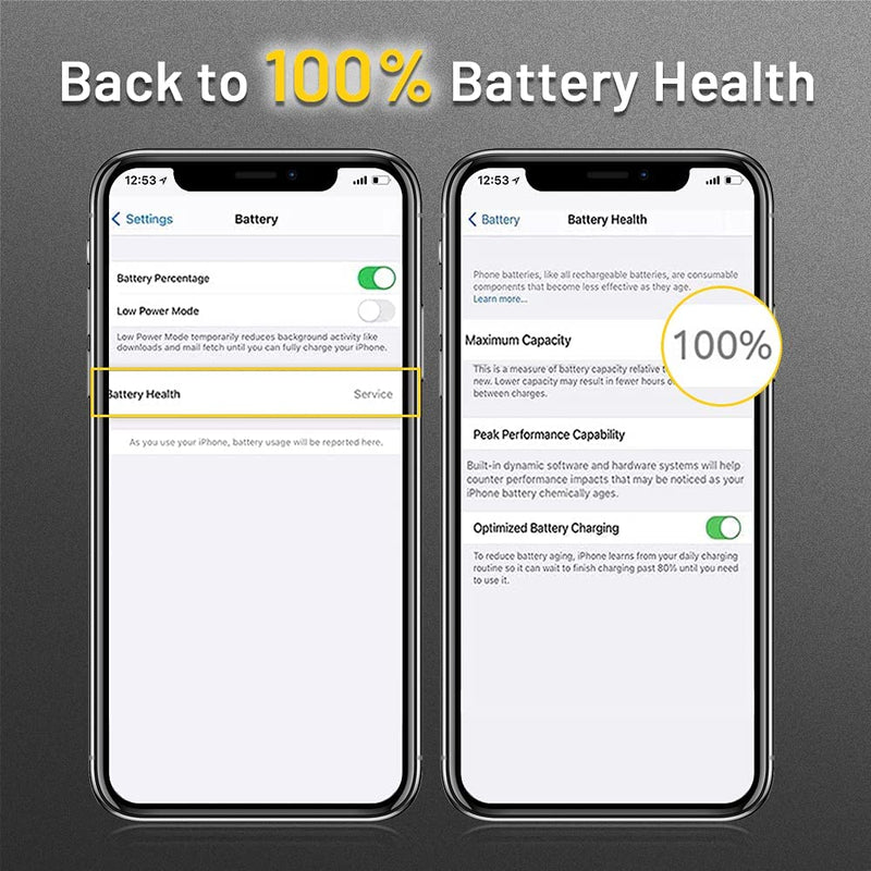 FASTFULL Batterie pour iPhone XS Max, 4500 mAh Haute Capacité Batterie,  Li-ION Batterie Interne Remplacement avec Kits D'outil De Réparation,  Adhésif